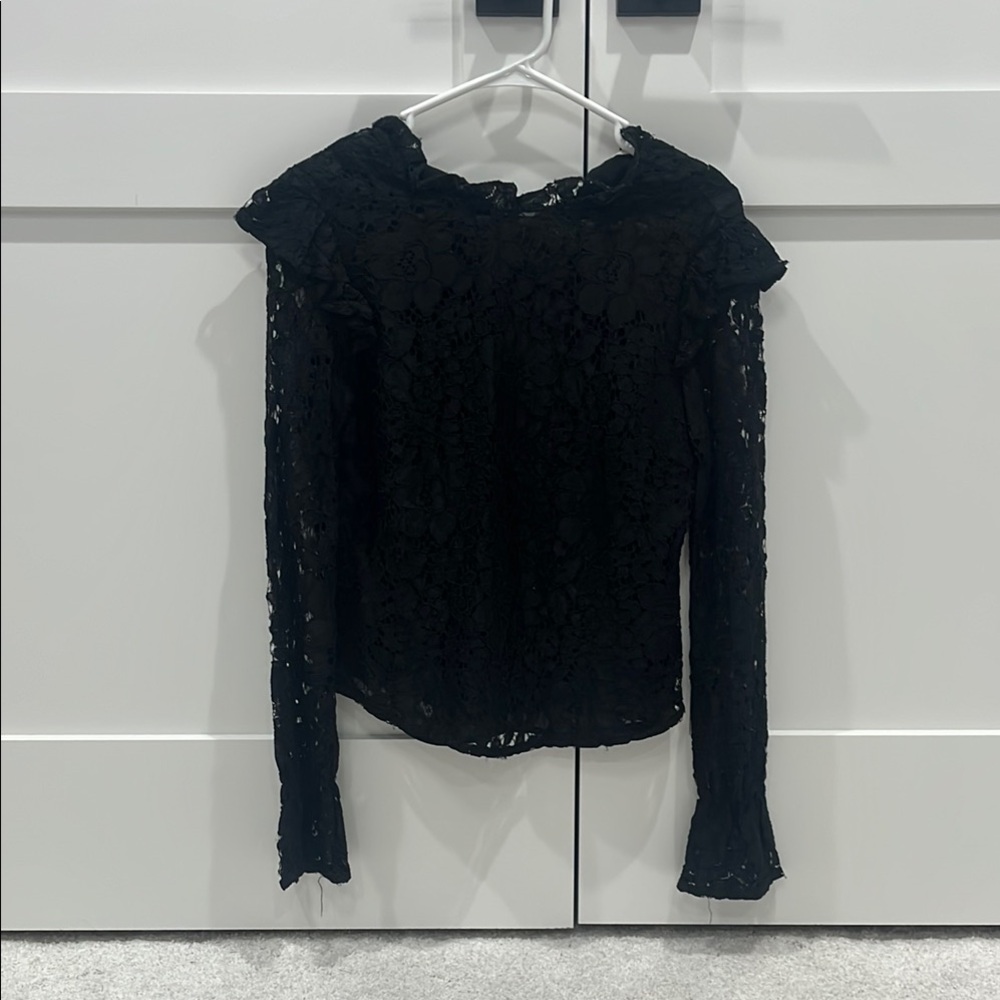 Black Floral Lace Dress Shirt